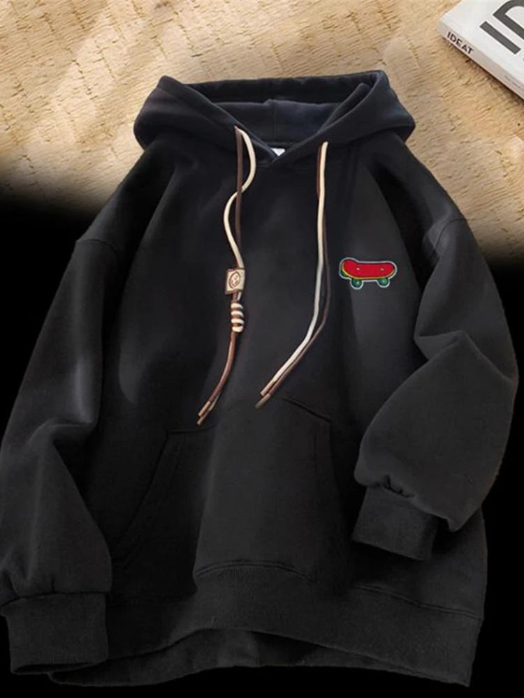 Autumn Kawaii Skateboard Graphic Hoody Mens New In Cotton Fleece Retro