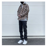 Mens Plaid Shirts New Fashion Single Breasted Hip Hop Loose Shirts Autumn Winter Casual Long Sleeve High Street Streetwear