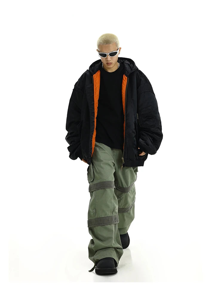 Men Oversize Jacket Winter Parkas Streetwear Thicken Warm Hooded Cotton Padded Bomber Jackets Hip Hop Fashion Casual Loose Coats