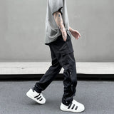 fashion casual hip hop joggers side button trousers elastic waist drawstring track sweatpants new cargo streetwear mens pants casual joggers