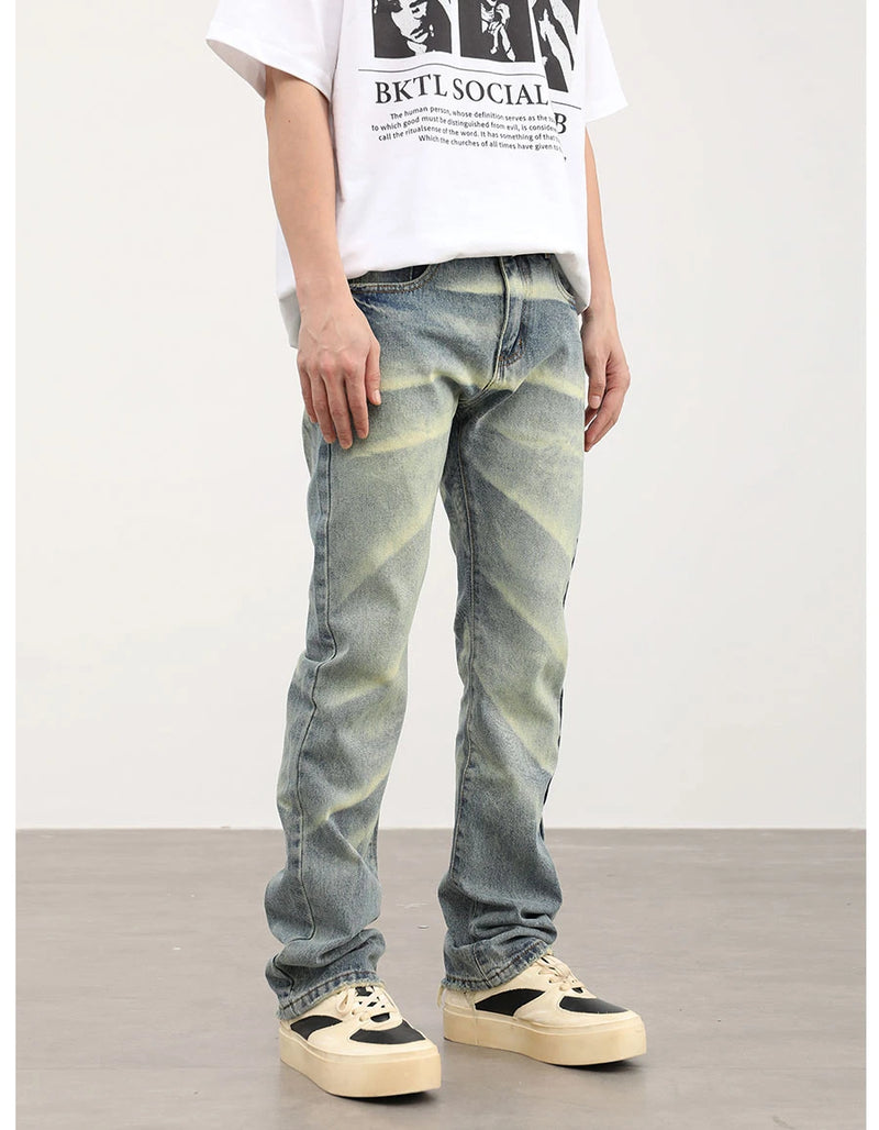 retro striped washed denim jeans flare pants unisex hip hop fashion streetwear harajuku loose straight y2k mens jeans joggers unique joggers style 4386