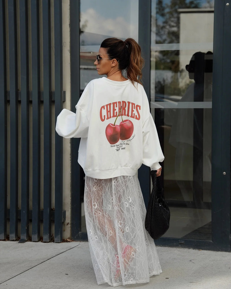 harajuku cherry graphic t shirts gothic oversized casual clothes y2k tops autumn long sleeves streetwear goth women clothing unique default style 5326