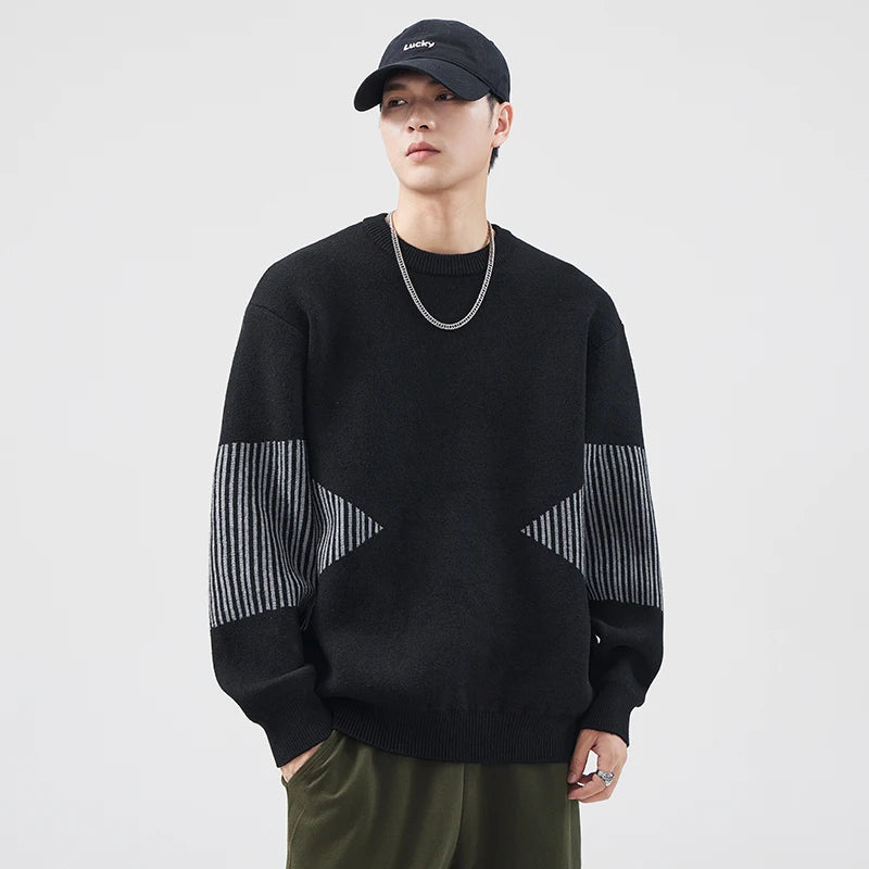 minimalist knit hoodie, photo-ready knit, unisex oversized techwear hoodie for men street style