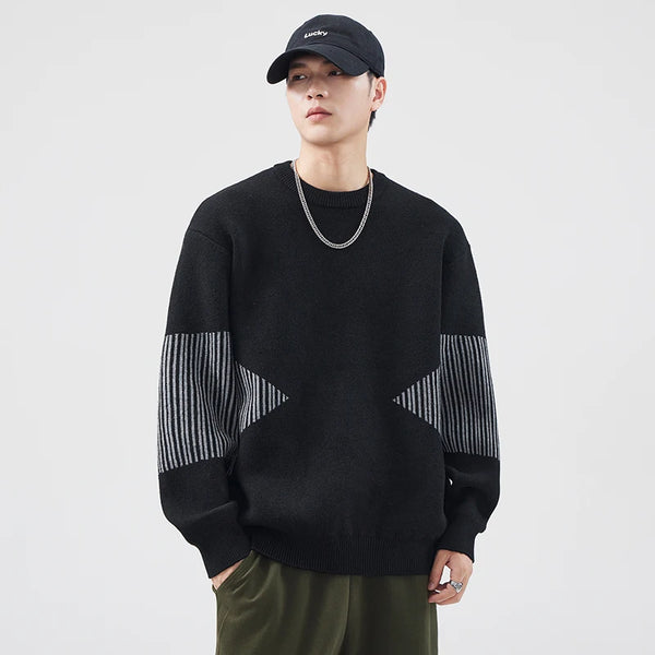 minimalist knit hoodie, photo-ready knit, unisex oversized techwear hoodie for men street style