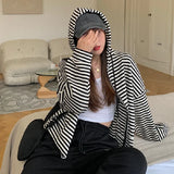 Autumn And Winter New Korean Style Ins Casual Sports Style Striped Hoo