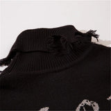 half high collar goth women men sweaters oversized long sleeve knitted pullovers y2k men ripped sweater harajuku streetwear tops - unisex casual winter pullover, Y2K grunge street style, gothic aesthetic hoodie for winter