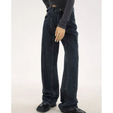 navy blue vintage jeans womans high waist summer wide leg denim trouser baggy streetwear chic design ladies straight jean pants unique jeans style 2866