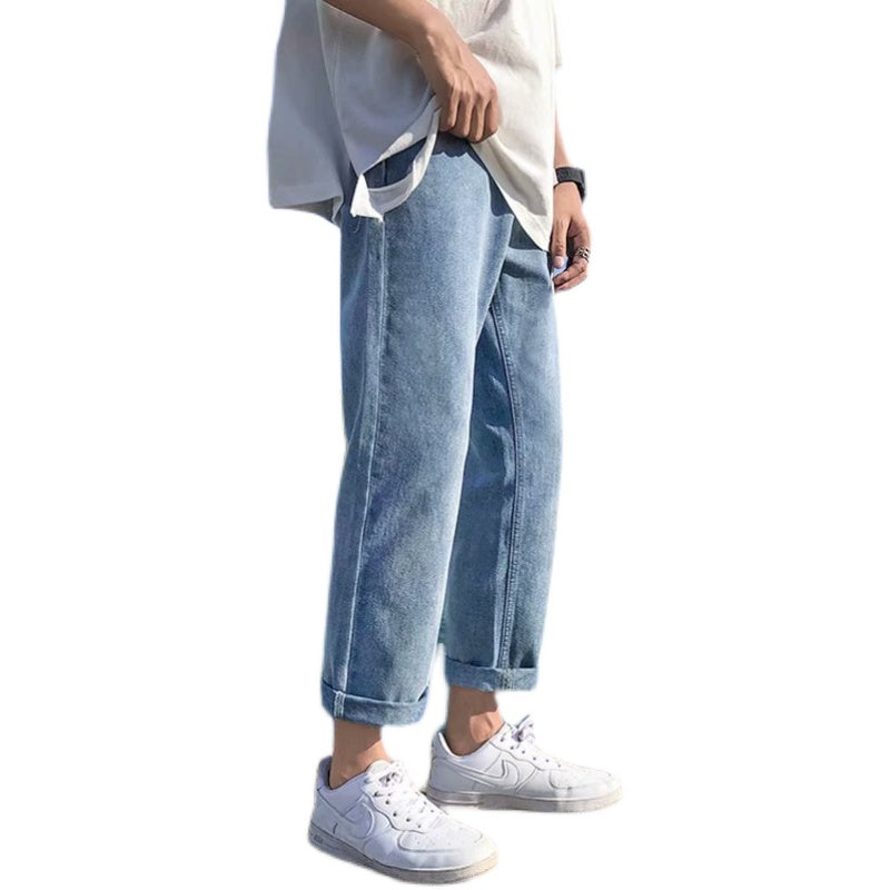 2023 summer jeans men loose straight korean style trendy comfortable casual all match student casual pants mens wide leg pants unique jeans style 4064
