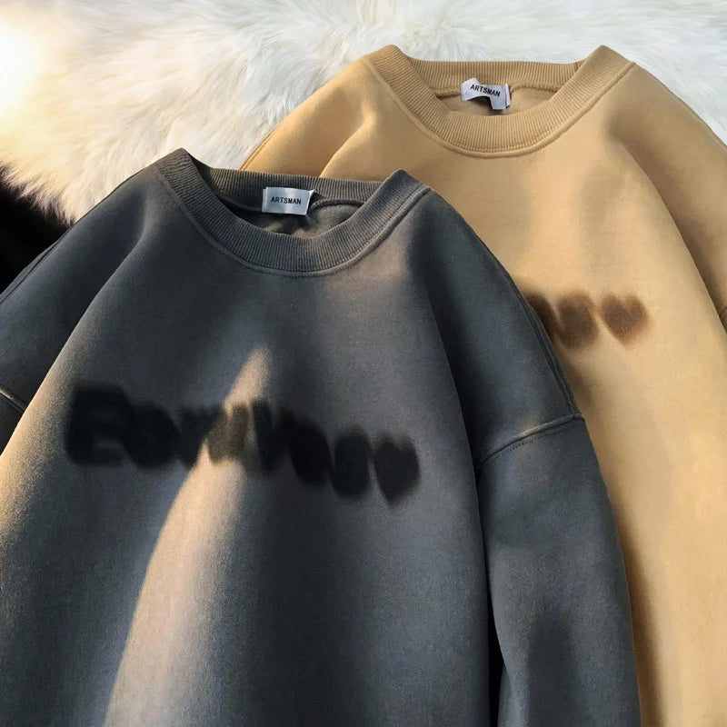 Autumn Goth Letter Printed Crewneck Sweatshirt For Men Y2K Streetwear