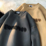Autumn Goth Letter Printed Crewneck Sweatshirt For Men Y2K Streetwear