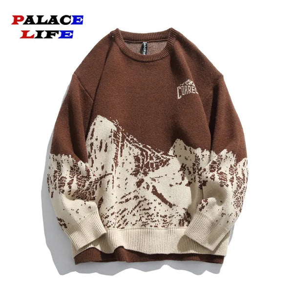 techwear flame knit sweater with structured oversized fit, ideal for cold streetwear layers, men’s streetwear clothing piece 