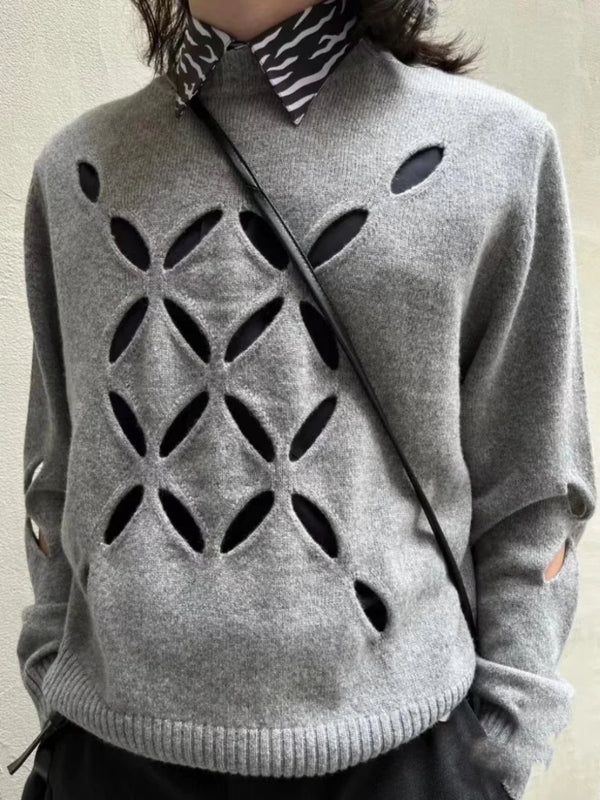 grunge knit sweater with heavyweight fabric, layered urban look for cold weather, street fashion menswear trend for seasonal 