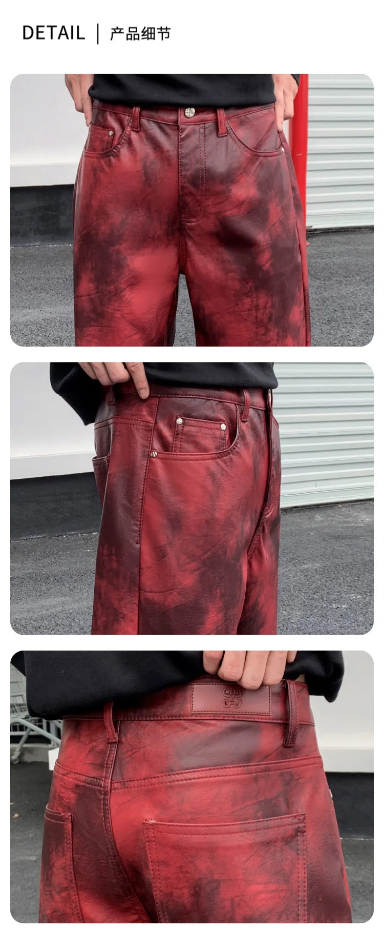 men streetwear fashion hip hop punk gothic vibe casual straight leather pant man y2k trousers motorcycle pants stage clothing unique default style 2407