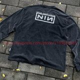 2024 Autumn Vintage American Long Sleeve Street Hip Hop West Coast High Street Heavy Weight High Quality Washed Print 100%Cotton