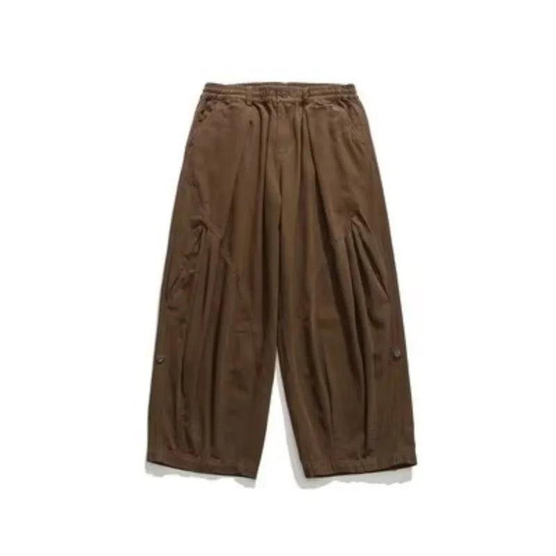 winter 2024 japanese college set mens vintage stand collar cotton jacket casual wide leg pants 2 piece suits male street 2 pcs unique default style 4736