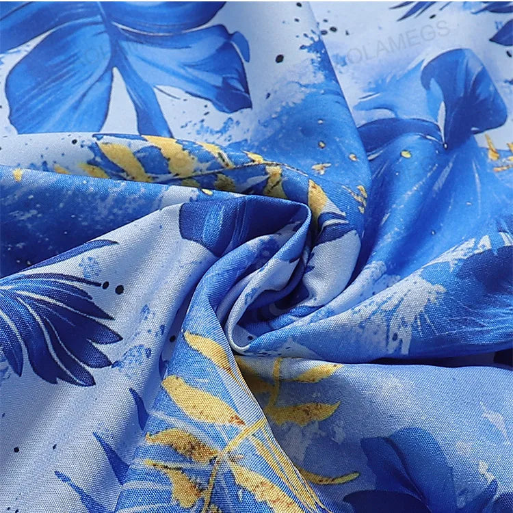 Vacation Loose Shirts Summer Refreshing Turn Down Collar Leaf Print Half Sleeve Shirt Versatile Daily Tops