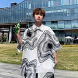 Summer Short Sleeved Shirt Men Retro Printed Shirt Men Streetwear Loose Ice Silk Shirt Mens Hawaiian Shirts Plus Size M-5XL