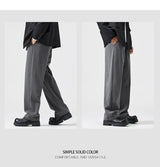 suit pant men korean streetwear fashion loose casual plus size straight suit pant office man commuter pants trousers unique default style 2231