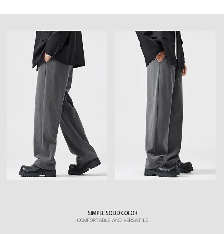 suit pant men korean streetwear fashion loose casual plus size straight suit pant office man commuter pants trousers unique default style 2231