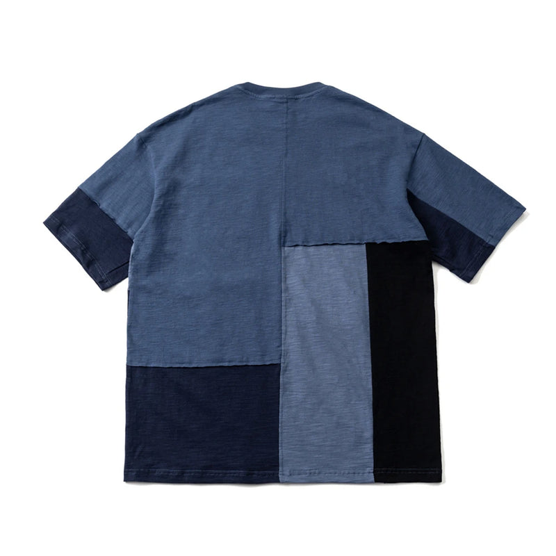 Glitchcore Aesthetic piece – 2024 Retro Color Block Patchworkt Shirt Hip Hop Streetwear T