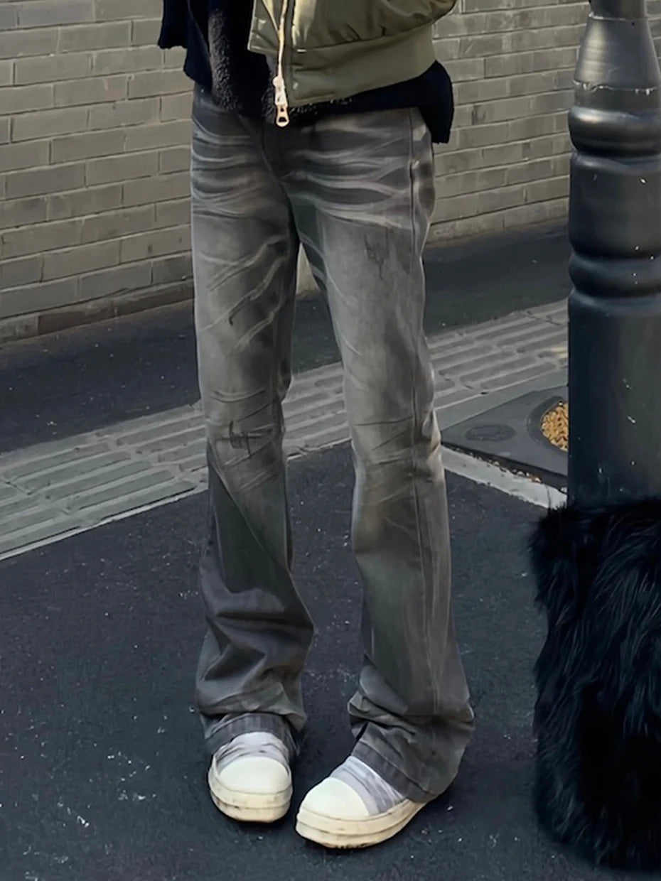 mens black slim flared jeans hi street fashion luxury designer jeans trousers male denim pants unique jeans style 5540