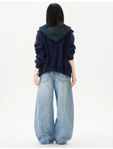 Men Women American Streetwear Vintage Washed Denim Loose Casual Wide Leg Baggy Jeans Couple Harem Jeans Trousers