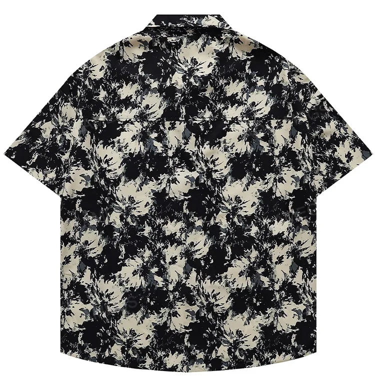 Men's Shirts Harajuku Cool Handsome High Street Masculinas Hawaiian Stylish Loose Half Sleeve Shirt