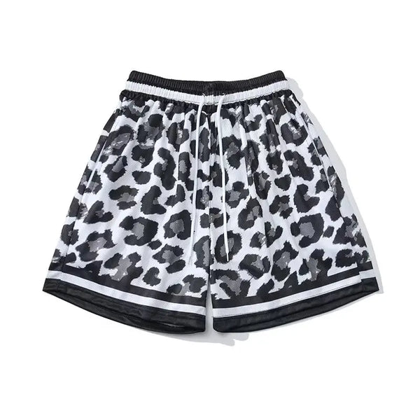 new leopard shorts mens basketball shorts quick drying sports short pants summer mesh breathable sweatpants high street shorts urban active pants