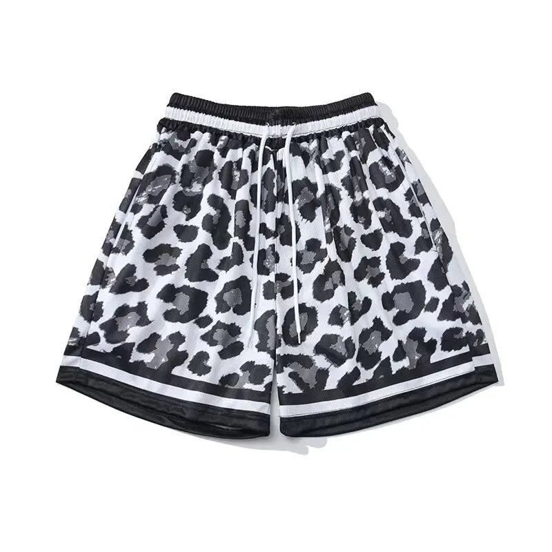 new leopard shorts mens basketball shorts quick drying sports short pants summer mesh breathable sweatpants high street shorts unique joggers style 4371