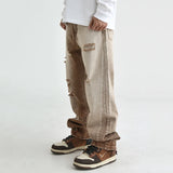 fashion denim jeans mens destoryed holes zipper straight jeans hip hop streetwear spring summer casual joggers jeans men pants urban active pants