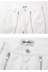 high street black white straight zipper becomes slightly flared denim jeans harajuku casual hip hop cashew flower jeans for men unique jeans style 4425