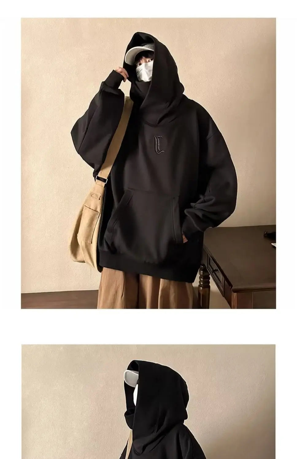 Trendy American High Collar Hooded Storm Sweatshirt For Men Women High