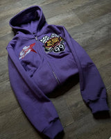 2024 American Street Fashion Brand Letter Cartoon Print Zipper Sweatsh