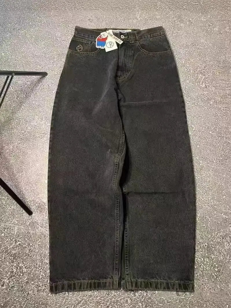 bigboy foreign trade american retro autumn new mens jeans ins black loose straight wide leg cargo pants streetwear men joggers unique joggers style 2371