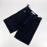 Hip Hop Wexwear Letter Embroidery Graphic Shorts Harajuku Streetwear Y2k Black Jeans Denim Baggy Gym Skate Shorts Men Clothing