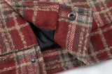 Autumn and Winter New Lattice Embroidery Woolen Jacket Shirt Japanese Retro Plaid Casual Loose Long Sleeved Jackets Coats