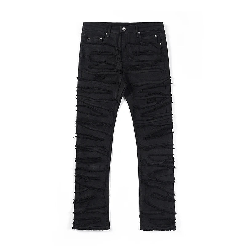 retro hole ripped distressed jeans for men straight washed harajuku hip hop loose denim trousers vibe style casual jean pants unique jeans style 846
