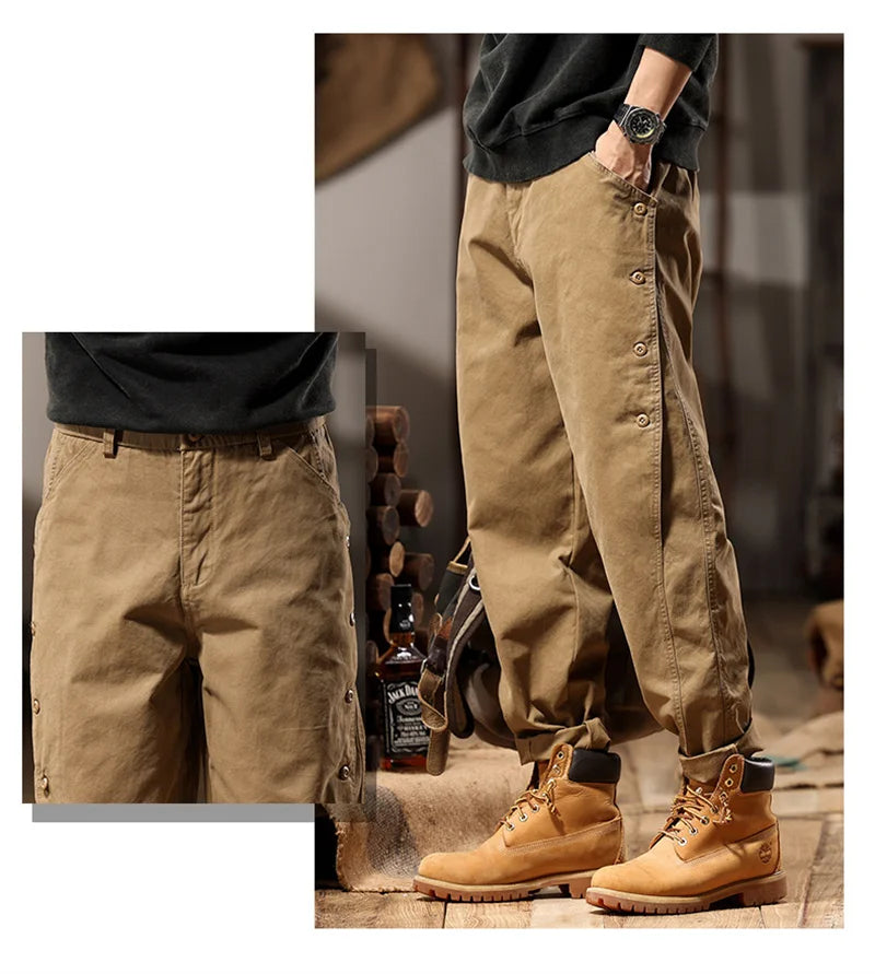 new breasted cargo tracksuit pants for men autumn y2k vintage harem tactical sweatpants casual outdoor baggy joggers trousers unique joggers style 58