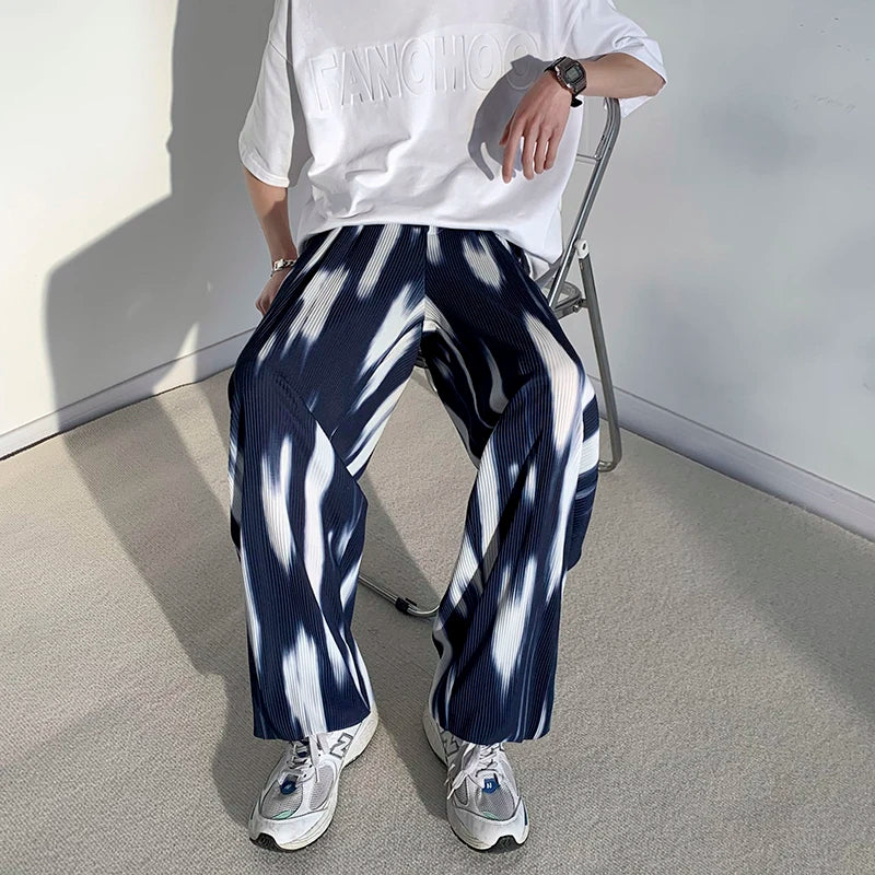 pleated pants mens fashion retro casual pants men japanese streetwear loose hip hop wide leg pants mens ice silk trousers m 3xl unique default style 3666