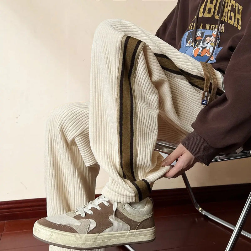 2023 summer new light luxury fashion comfortable casual pants men striped sweatpants casual all match sports pants boutique unique joggers style 4032