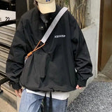 Mens Coat Spring And Autumn Stand Up Collar Half Zipper Oversize High