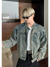 Mens Denim Jackets American Style High Street Zippers Coat Vintage Was