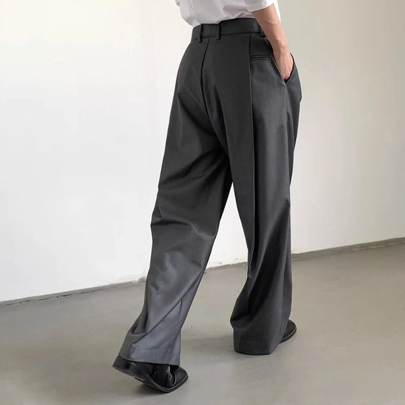 mens straight tube ice silk pants casual slacks youth thin wide leg pants business summer pants soft vintage trousers unique default style 992