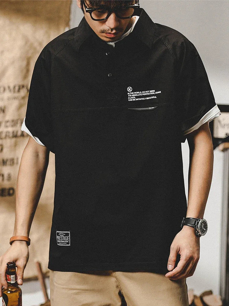 Skatercore Graphic tee – American Retro Short Sleeve Cargo Polo T Shirt For Men Summe