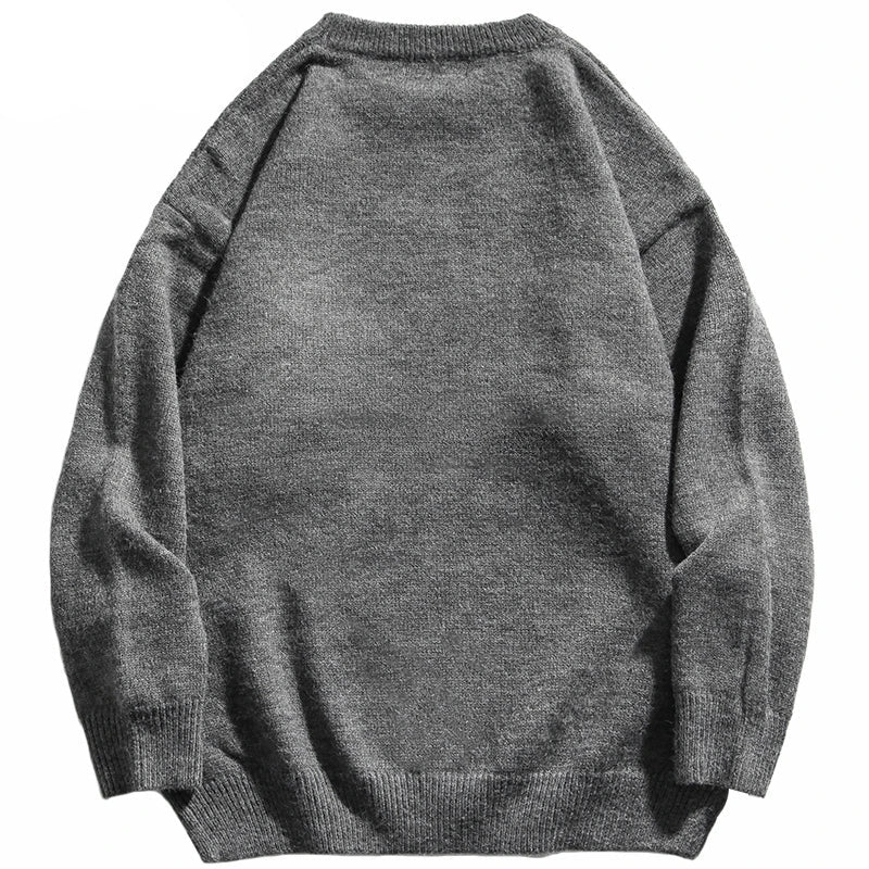 techwear street knit hoodie with oversized flame detail for urban fall winter outfits, street fashion menswear trend for seas