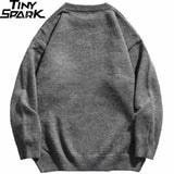 techwear street knit hoodie with oversized flame detail for urban fall winter outfits, street fashion menswear trend for seas