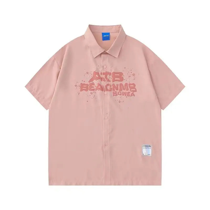 American retro letter printed short sleeved men and women summer new loose hip-hop personalized casual shirt top harajuku y2k