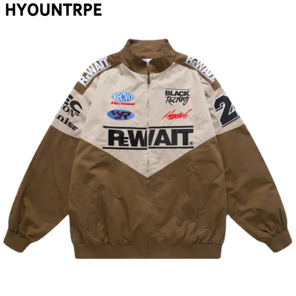 hip hop streetwear racing jacket coat men letter embroidery harajuku cotton casual spring outwear khaki fashion photo stylish - variant style 429b90 for streetwear fashion