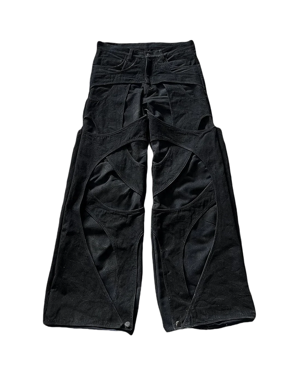 black ripped y2k baggy jeans harajuku hip hop high waist denim pants 2024 new gothic retro jeans for men wide leg streetwear unique jeans style 374