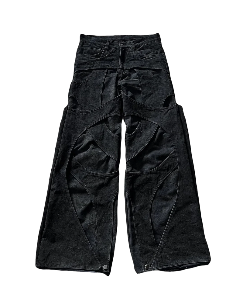 black ripped y2k baggy jeans harajuku hip hop high waist denim pants 2024 new gothic retro jeans for men wide leg streetwear unique jeans style 374